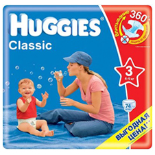 Подгузники Huggies Classic 3 (4-9 кг) Mega Pack 74 шт.