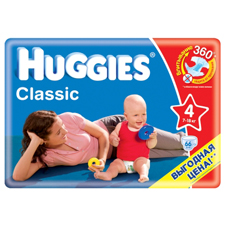 Подгузники Huggies Classic 4 (7-18 кг) Mega Pack 66 шт.