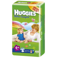 Подгузники Huggies Ultra Comfort (4+) (10-16кг) Mega Pack 60 шт.