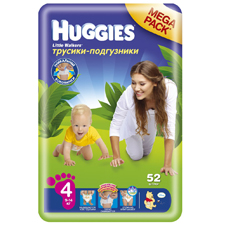 Подгузники Huggies Little walker 4 (9-14 кг)  Mega Pack 52 шт.