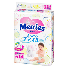 Подгузники Merries M 64шт для малышей от 6 до 11 кг