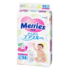 Подгузники Merries L 54шт для малышей от 9 до 14 кг